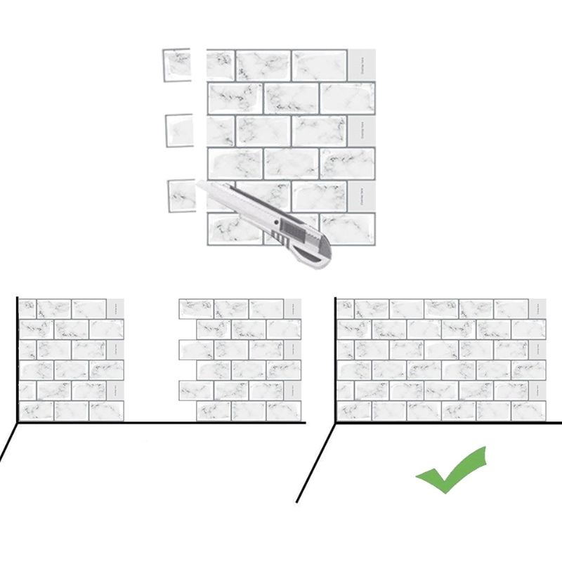 Simple Peel & Stick Tile Scratch-Resistant Plastic Peel and Stick Subway Tile for Shower