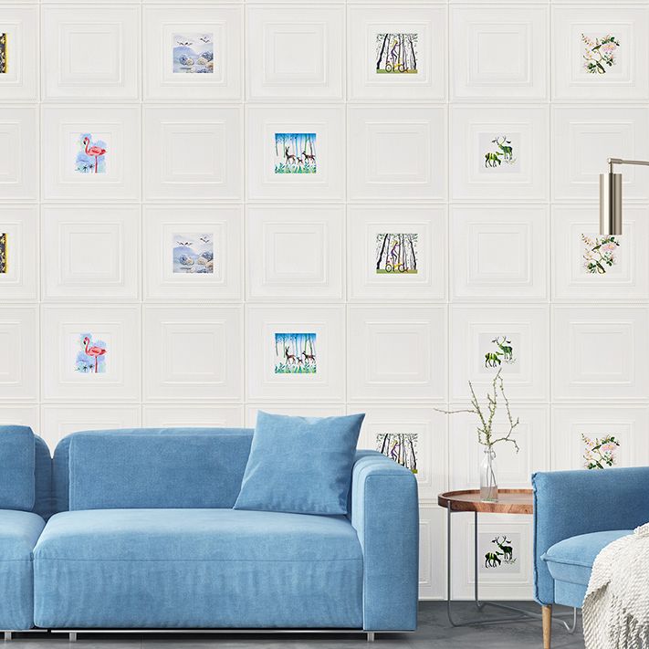 Modern Wall Panel Cartoon Print Peel and Stick Waterproof Wall Panel