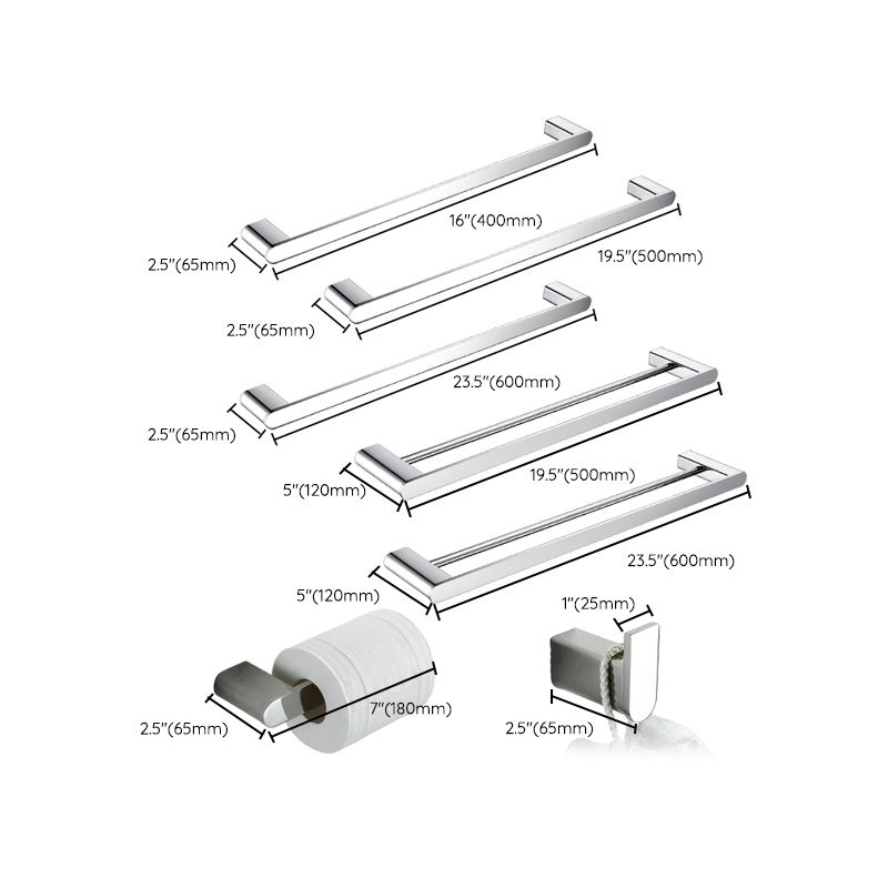 Contemporary bathroom accessories single item or in set in silver