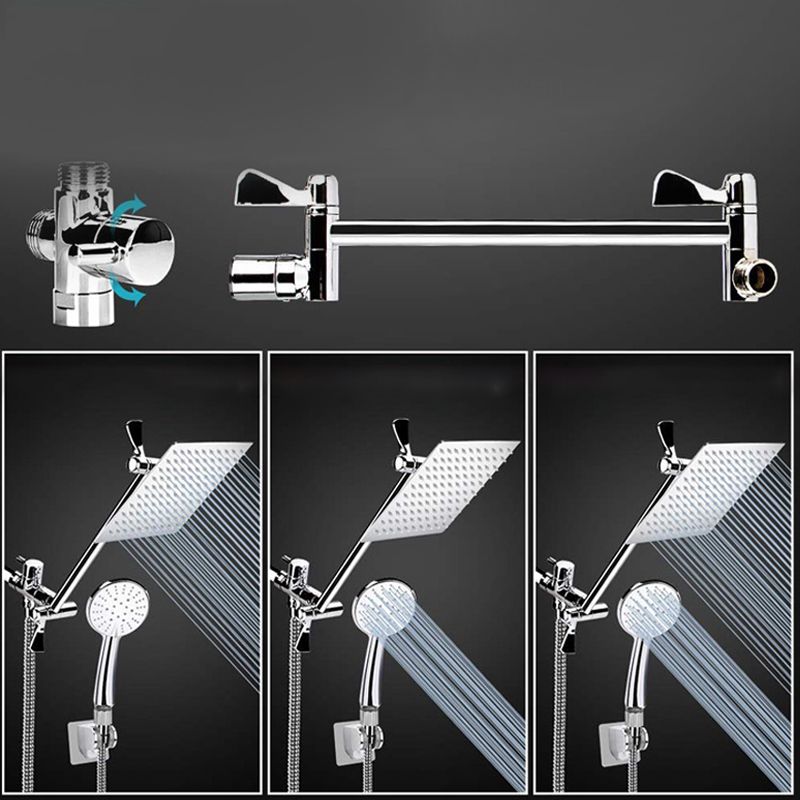 Silver Dual Shower Head 3 Settings Medium Flow Wall Mounted Shower Head
