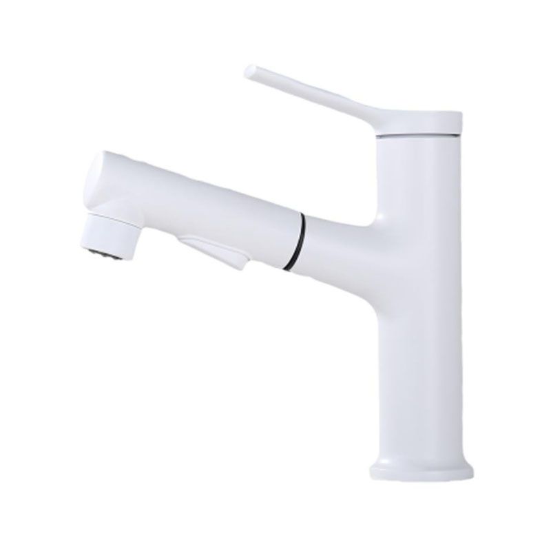 Contemporary Single Handle Faucet Retractable Sink Faucet with Lever Handle