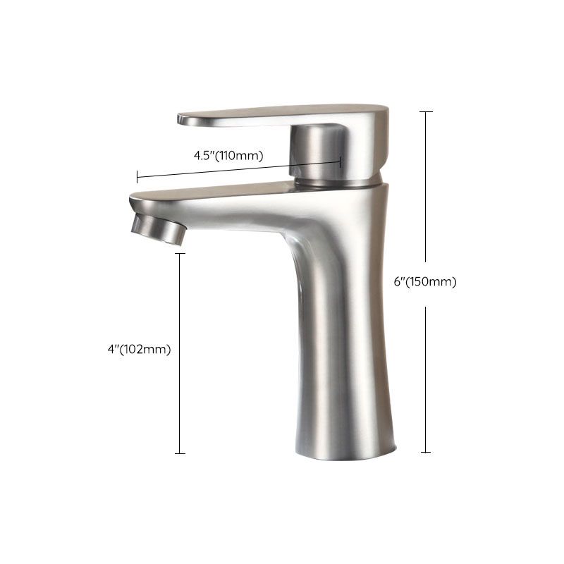 Contemporary Stainless Steel Sink Faucet Lever Handles Low Arc Sink Faucet