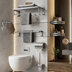Gray Aluminum Bathroom Accessory Set Contemporary Bathroom Shelf