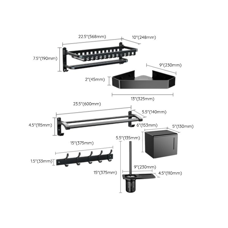 Traditional black bathroom accessories individually or in a set