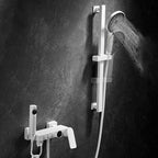 Round Shower Set White Wall Mounted Hand Shower Lever Handle Shower Hose Swiveling Shower Set