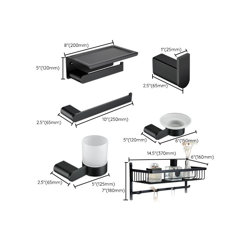 Contemporary bathroom accessory single item or in set made of black metal