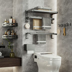 Contemporary Bathroom Accessory Set Gray Aluminum Bathroom Shelf/Towel Rack/Bathtub Hook
