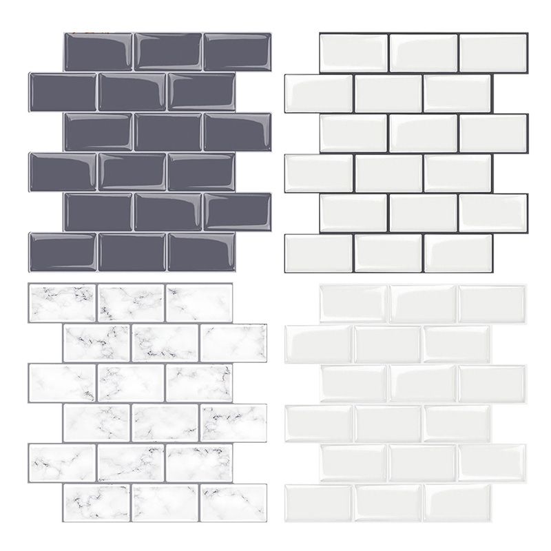 Peel and Stick Tiles Rectangular Stain Resistant PVC Subway Peel and Stick Tiles for the Kitchen