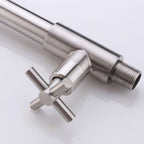 Contemporary Wall-Mounted Bathroom Faucet Cross Handles Stainless Steel Faucet