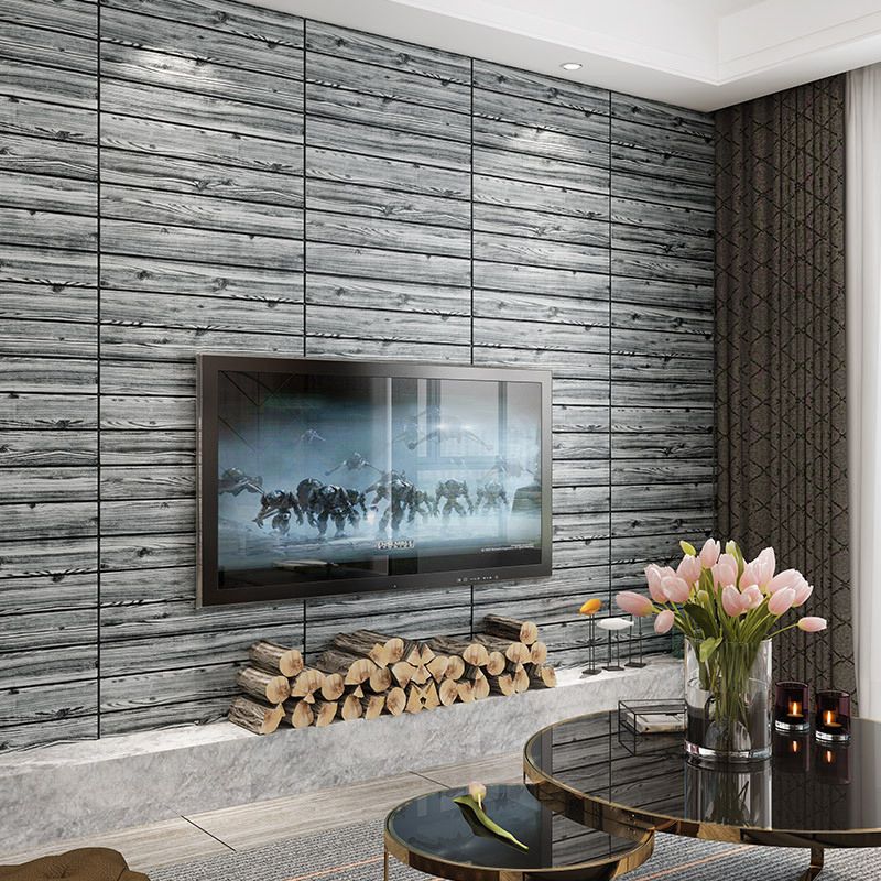 Modern Tin Wall Paneling Smooth Wall Ceiling Wood Plank Set of 6