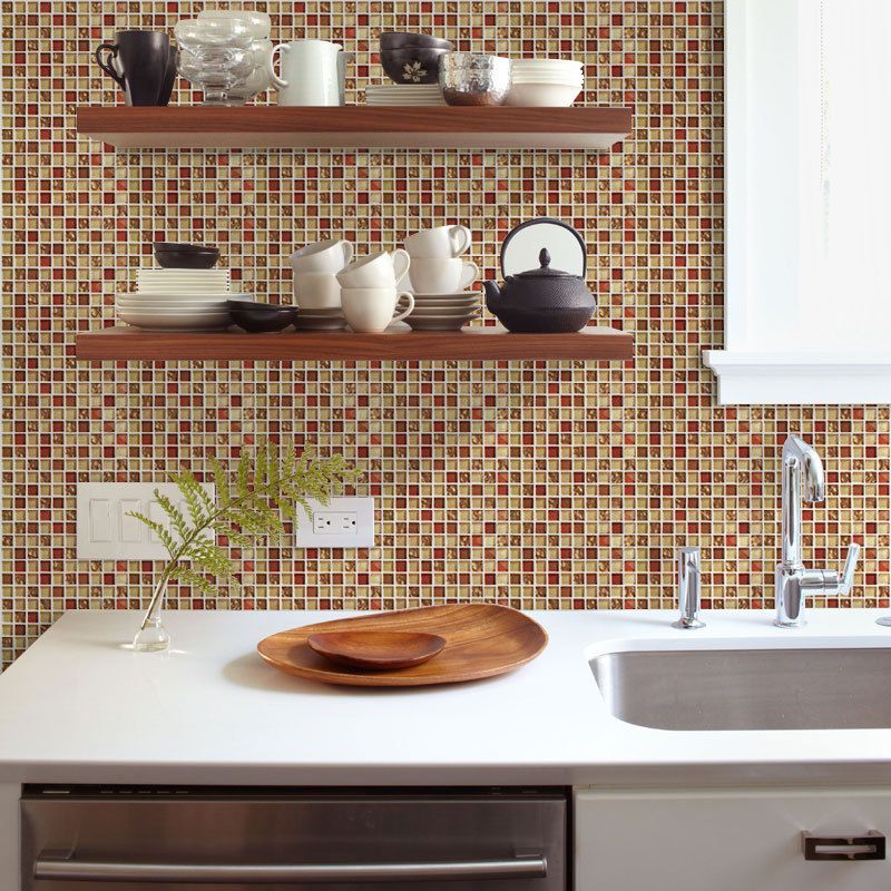 Peel and Stick Mosaic Tile Waterproof Square Peel and Stick Tile for the Kitchen 20-Pack