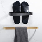 2-piece modern bathroom hardware set in gold/black, towel holder