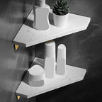 Marble 2-piece Bathroom Accessory Set Brushed Metal Bathroom Shelf