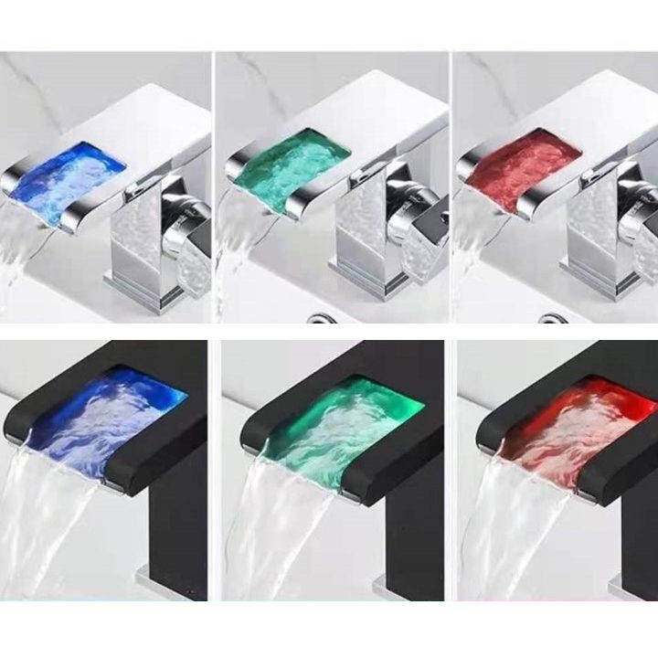 Single-Handle Basin Faucet 1-Hole Widely Used Bathroom Sink Faucet with LED Lighting