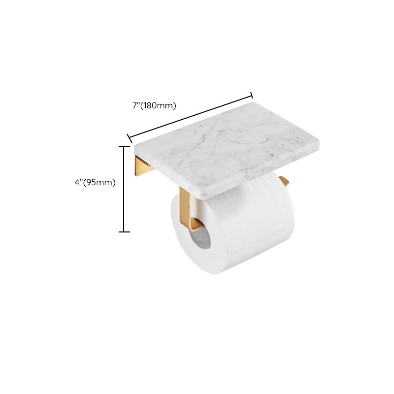 Brushed Brass Bathroom Accessory Set Metal & Marble Bathroom Hardware Set with Bathtub Shelf