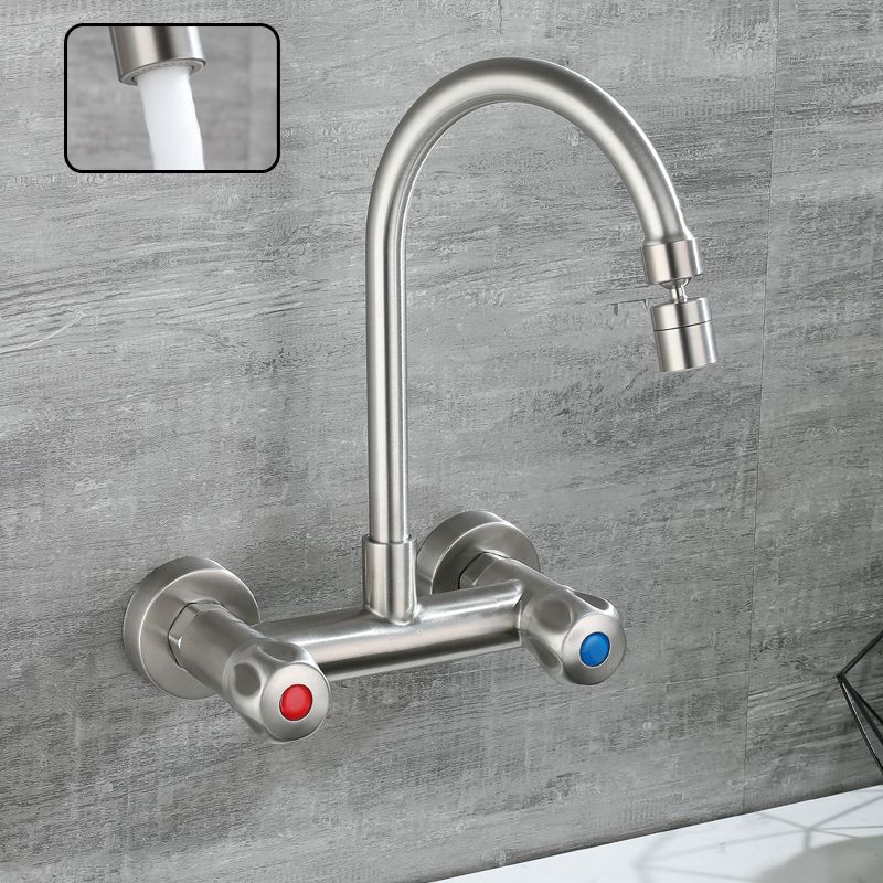 Round 2-Handle Bathroom Faucet Single Hole Wall Mounted Bathroom Faucet