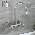 Round 2-Handle Bathroom Faucet Single Hole Wall Mounted Bathroom Faucet
