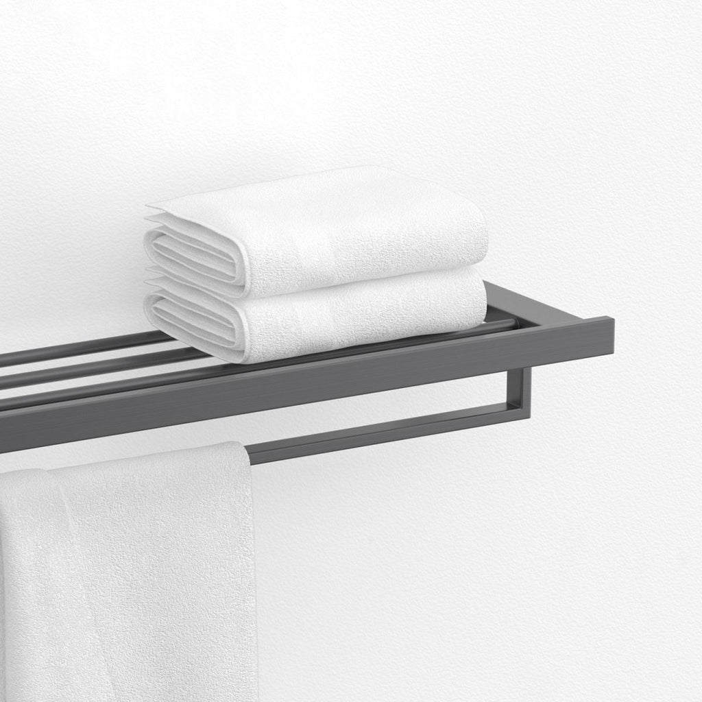 Gray contemporary bathroom accessory set Brushed gray bath shelf/toilet paper holder/towel bar