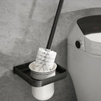 Modern Matte Black Bathroom Accessory Set with Bath Shelf/Towel Hooks/Towel Bar