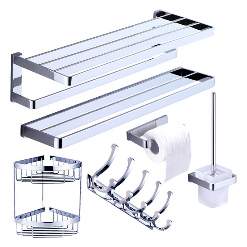 Chrome brass modern bathroom accessory set with towel bar/ ring/ paper holder & bathrobe hook