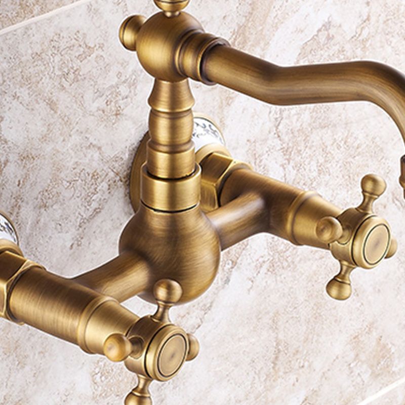 Wall-mounted fitting Glam Style Bathroom tap with 2 handles