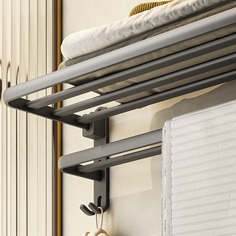 Contemporary Bathroom Accessory Set Gray Aluminum Bathroom Shelf/Towel Rack/Bathtub Hook