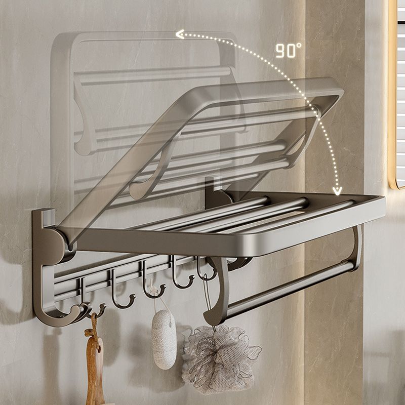 Modern Bathroom Accessories Set in Gray with Bathroom Shelf/Towel Holder/Robe Hooks & Paper Holder