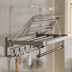 Modern Bathroom Accessories Set in Gray with Bathroom Shelf/Towel Holder/Robe Hooks & Paper Holder