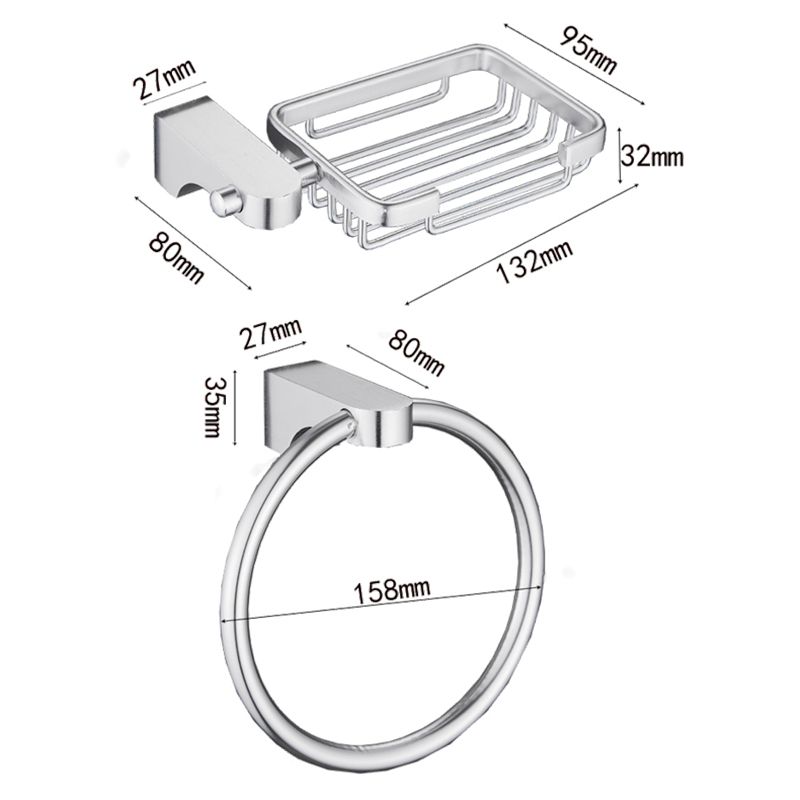 6-piece Chrome Bathroom Accessory as Individual Piece or as Set with Towel Ring Bar