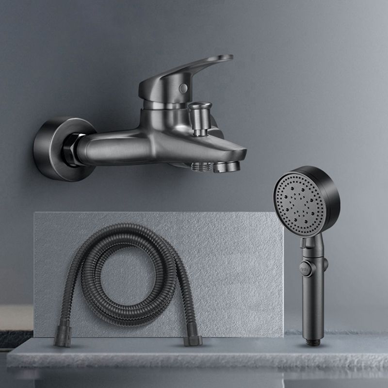Solid Bathtub Faucet Handheld Shower Hose Lever Handle Wall-Mounted 2 Holes Bathtub Fill Valve