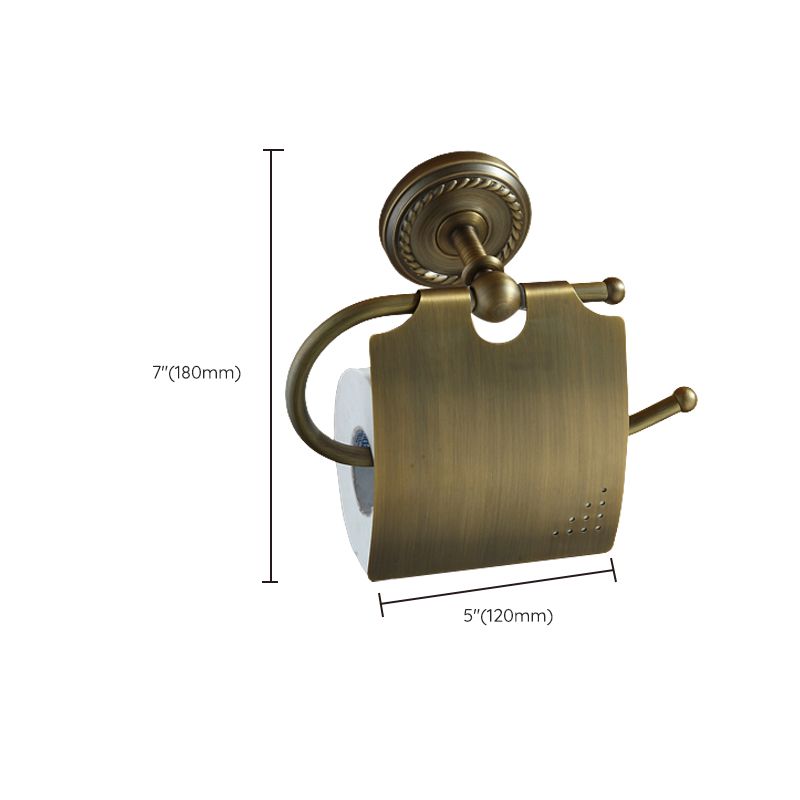 Worn Brass Traditional Bathroom Set with Bath Shelf/Paper Holder & Towel Bar