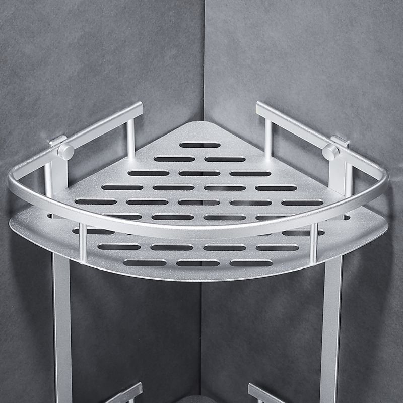 Silver Modern Bathroom Accessory Set with Bath Shelf/Towel Rack & Bathrobe Hook