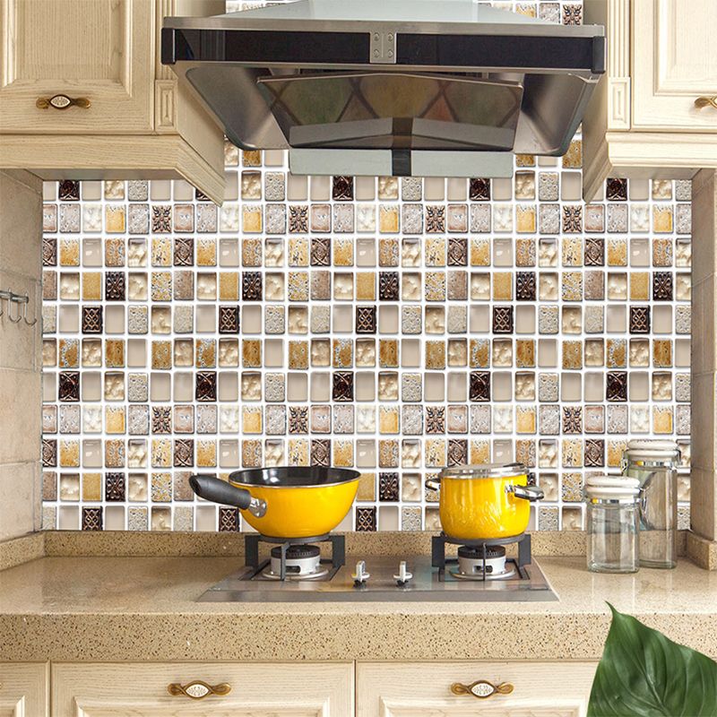 Plastic Self-Adhesive Tiles Mosaic Tiles Grid Square Waterproof Self-Adhesive Tile Pack of 12