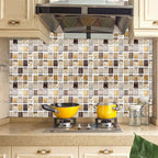 Plastic Self-Adhesive Tiles Mosaic Tiles Grid Square Waterproof Self-Adhesive Tile Pack of 12