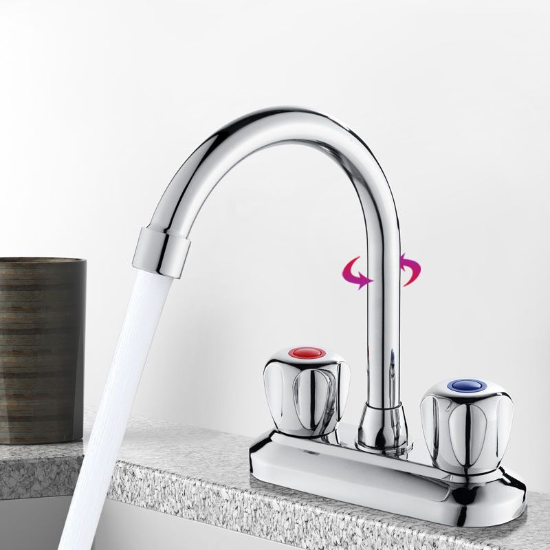 Modern Center Set Mixer Tap Chrome 2 Knob Handles Swivel Spout Basin Mixer Tap