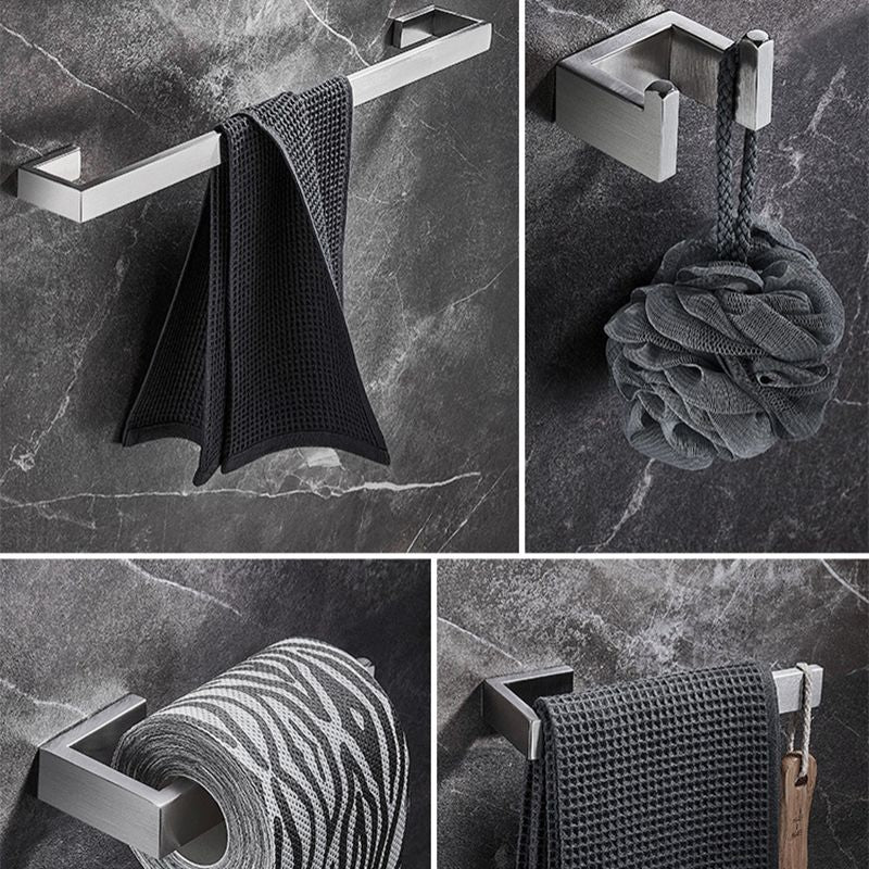 Stainless Steel Bathroom Set 4-Piece Modern Style Simple Bathroom Accessory Set