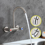 Round 2-Handle Bathroom Faucet Single Hole Wall Mounted Bathroom Faucet