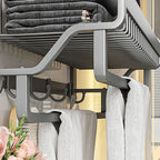 Modern Metal Bath Accessory Set Polished Silver Bath Shelf/Paper Holder/Towel Hook