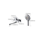 Wall Mounted Bathtub Faucet Trim Polished Chrome Swivel Spout with Hand Shower