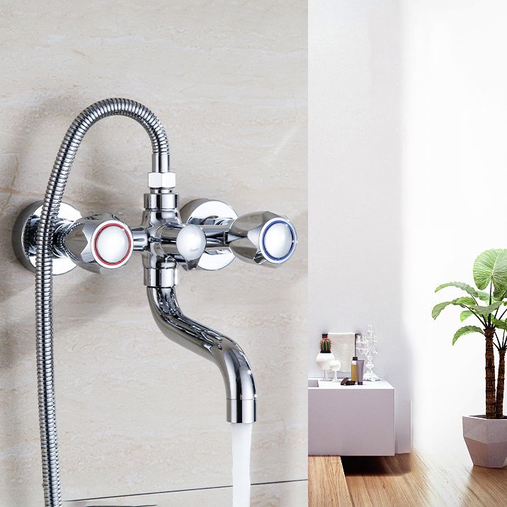Chrome Bathroom Faucet Trim Wall-mounted Swing Faucet with Hand Shower