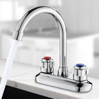 2-Handle Brass Bathroom Faucet Modern High Arc Center Tap