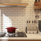 White Peel & Stick Tile Mirror Plastic Grid Wallpaper for Kitchen and Bathroom