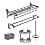 Contemporary Metal 5-piece Bathroom Accessories Set with Bath Shelf
