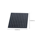 Black Square Fixed Shower Head Modern Style Wall Mounted Shower Head