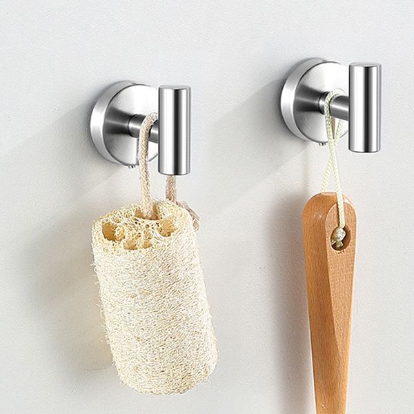 Modern Bathroom Hardware Set in Stainless Steel Brushed Chrome Towel Bar/Ring & Bathrobe Hook