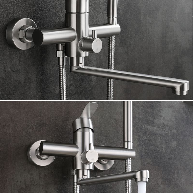 Wall-mounted metal bathtub filling low arch swivel bathtub mixer