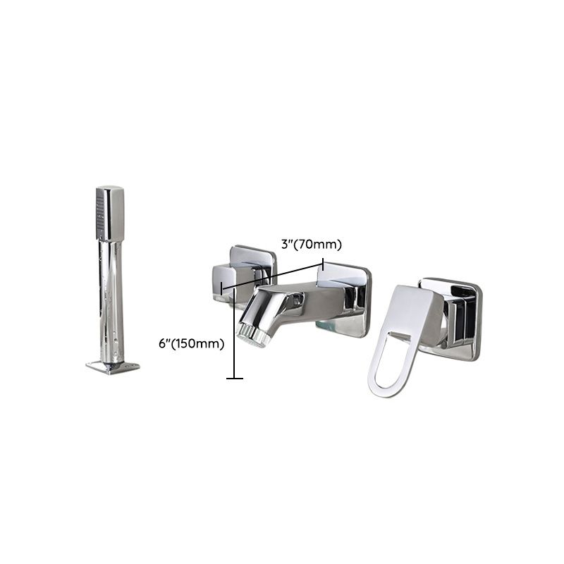 Wall Mounted Faucet Brass Lever Handle Bathroom Faucet Hand Shower