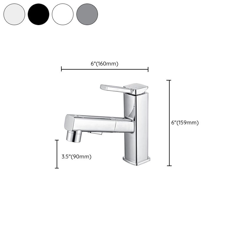 Contemporary Vessel Sink Faucet Copper Single Handle Low Arc Pull Down Vessel Faucet