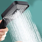 Modern Rectangular Hand Shower in Black 3 Spray Wall Mounted Hand Shower