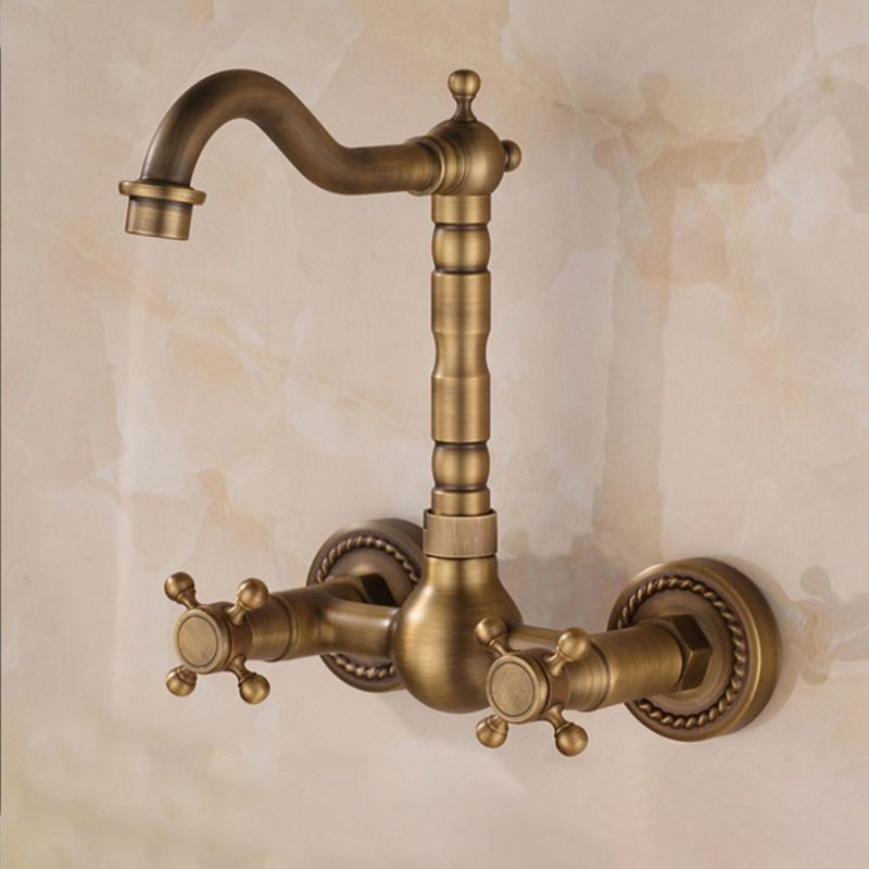 Wall-mounted fitting Glam Style Bathroom tap with 2 handles